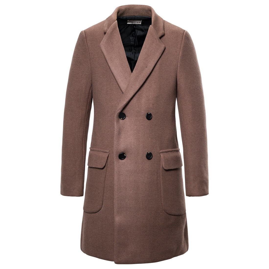 Double-breasted casual woolen trench coat