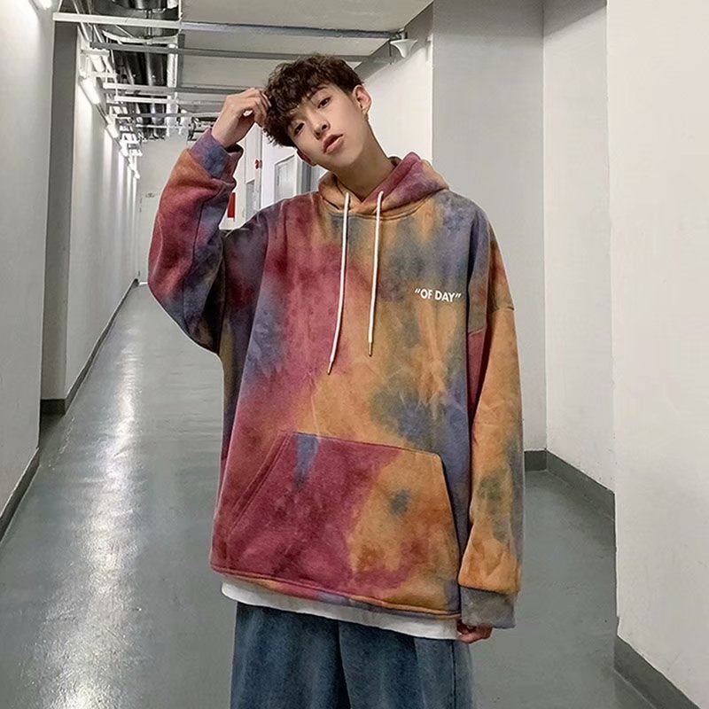 Oversized Gradient Sweater Men's Plus Fleece Hoodie