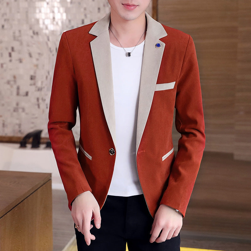 Contrast Color Slim Men's Small Suit Men