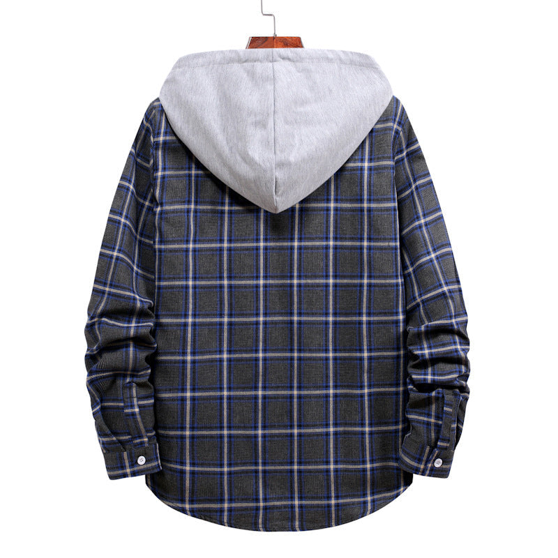 Plaid Shirt Men's Autumn Hooded Jacket