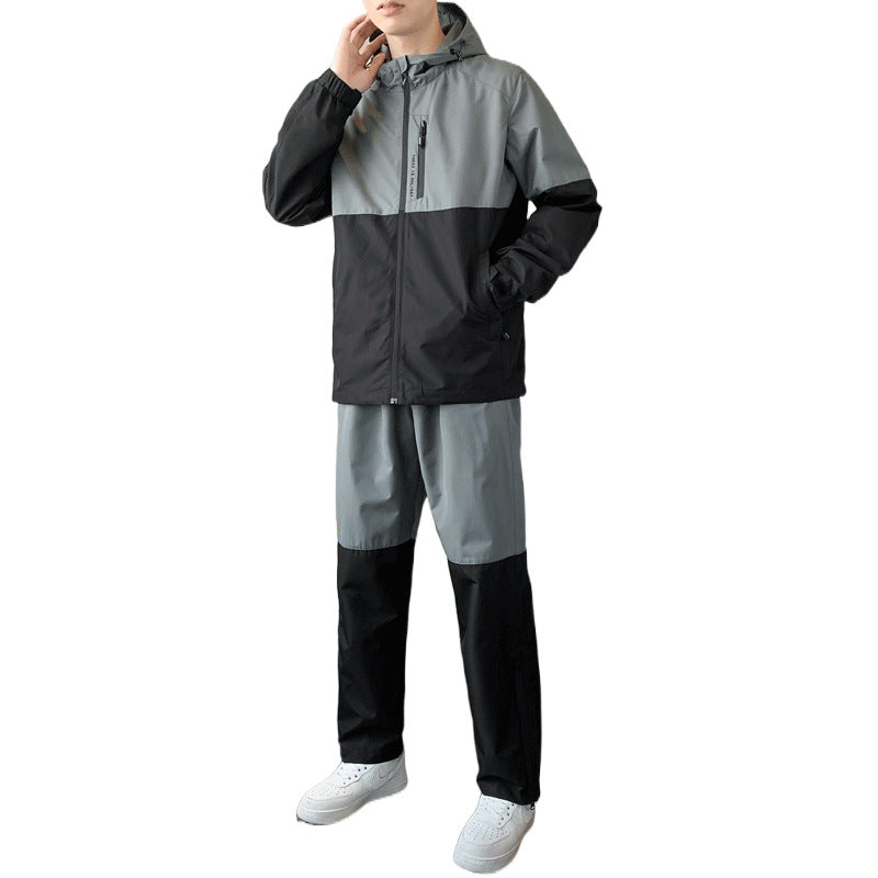 Men's Spring And Autumn Hooded Suit With Casual Sports Suit Jacket