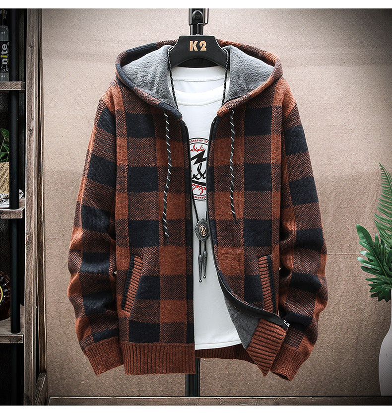 Men Plaid Color Blocking Sweater