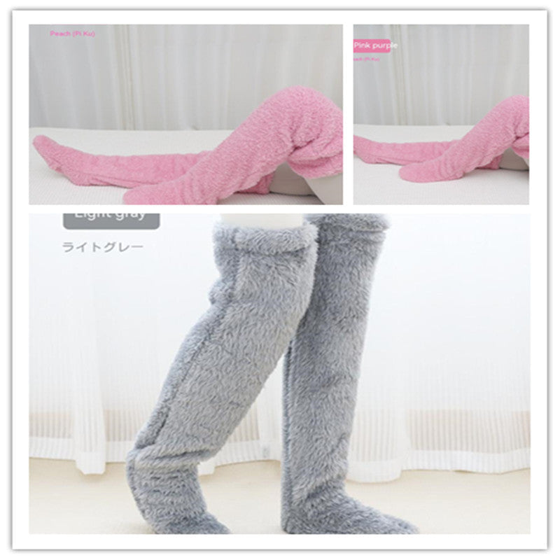 Over Knee High Fuzzy Long Socks Winter Warm Cold Leg Knee Joint Cold-proof Stockings