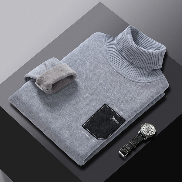 Men's Turtleneck Faux Pocket Pullover Sweater