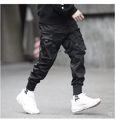 Men Black Hip Hop Cargo Pants