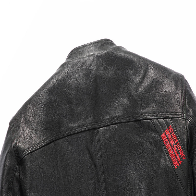 men's short leather jacket