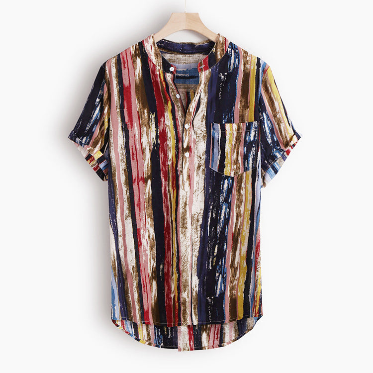 Men's printed short-sleeved shirt