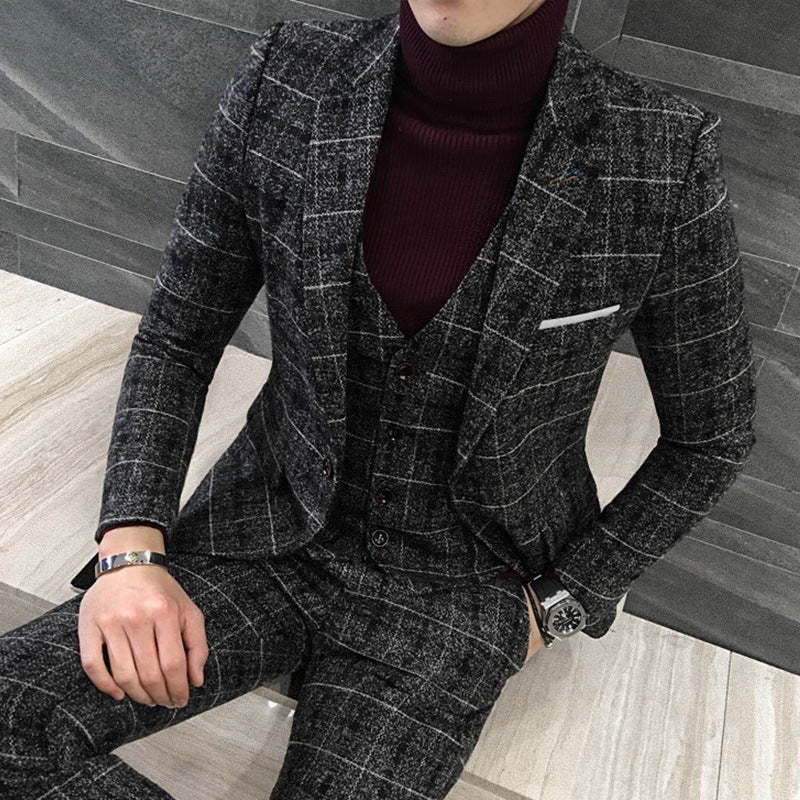 Thick Slim Fit Plaid Suit