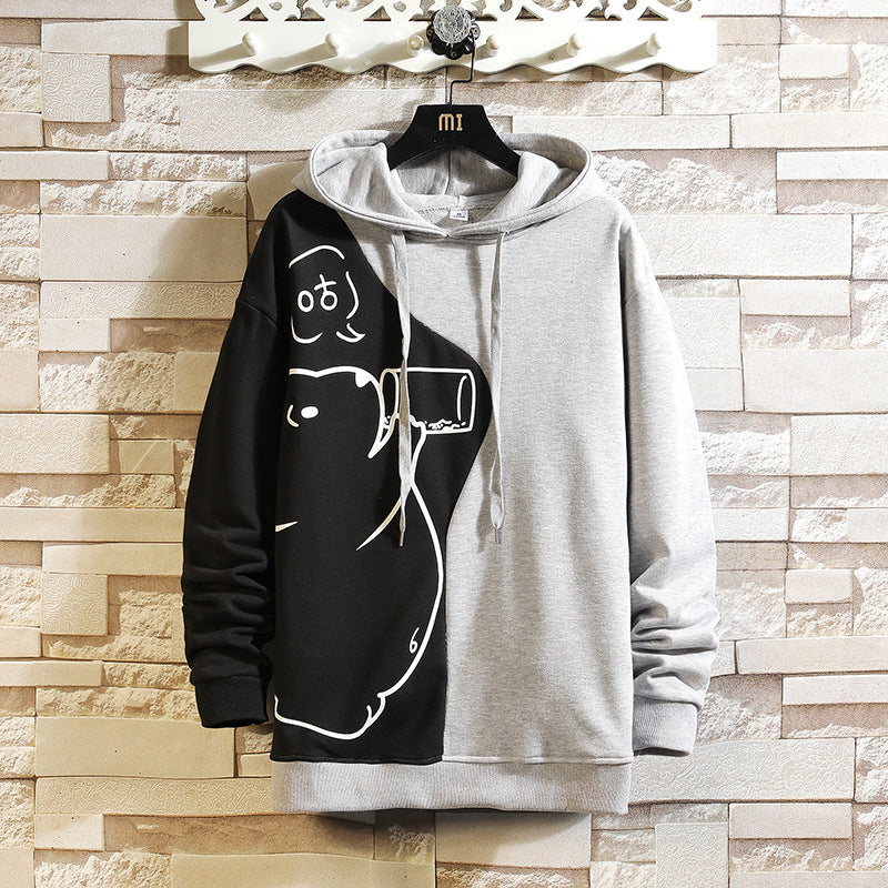 Men's Hoodie Color Matching Bear Hooded Jacket