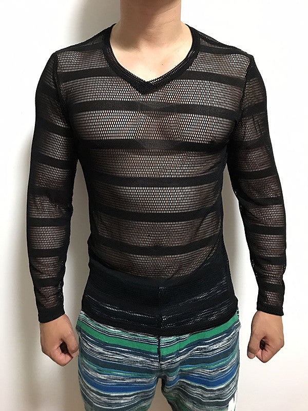 Ice silk mesh long sleeve tshirt