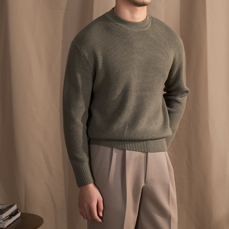 Casuale Ribbed Knit Wool Blend Sweater