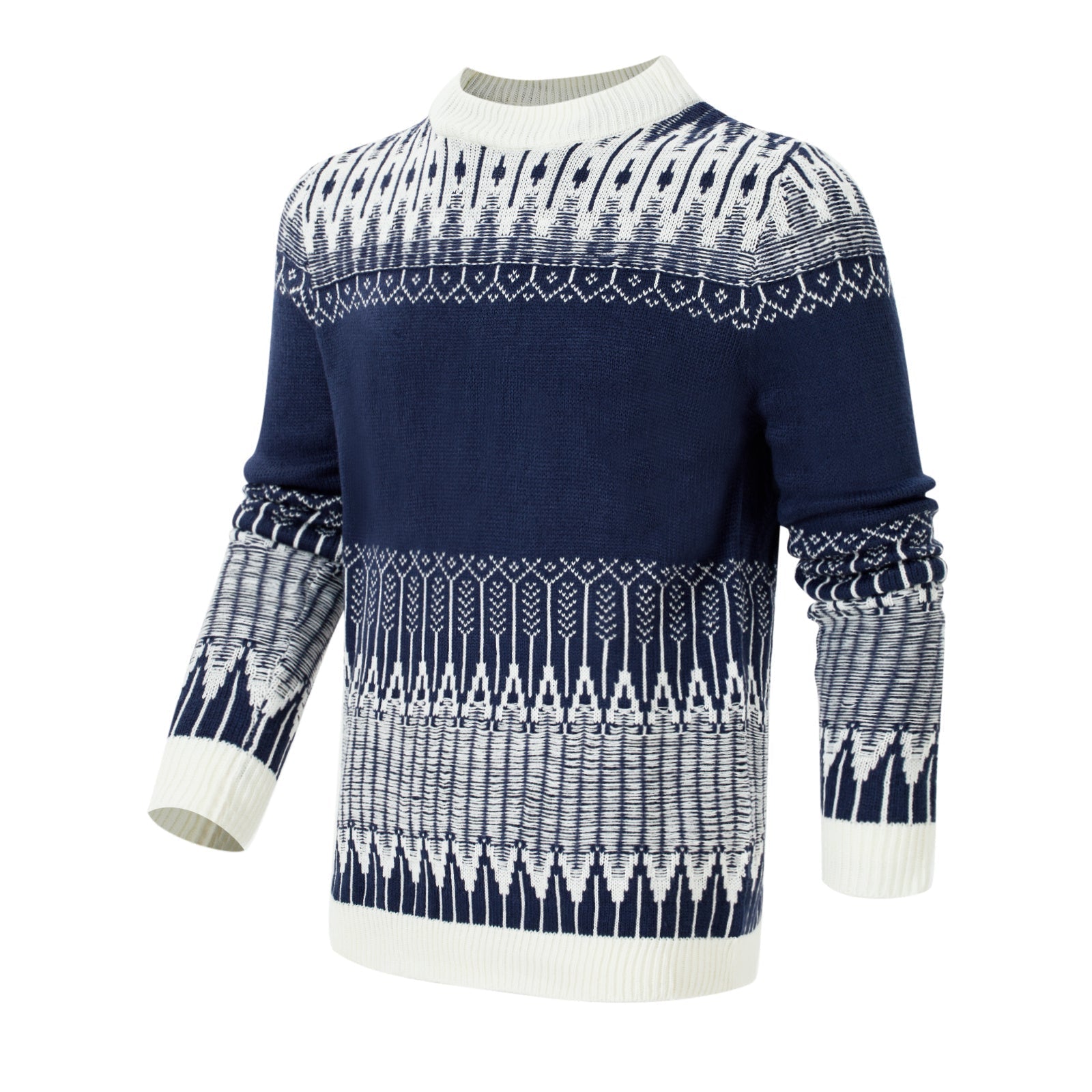 Maglione girocollo da uomo, unisex, a maniche lunghe, in maglia Fair Isle