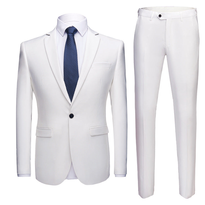 Solid Color two-piece Small Suit for men