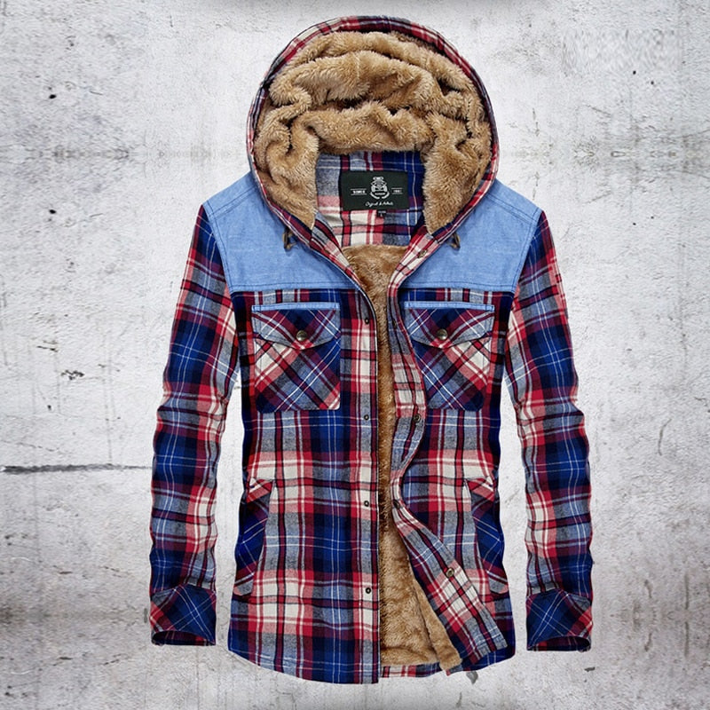 Plaid Hooded Shirt men