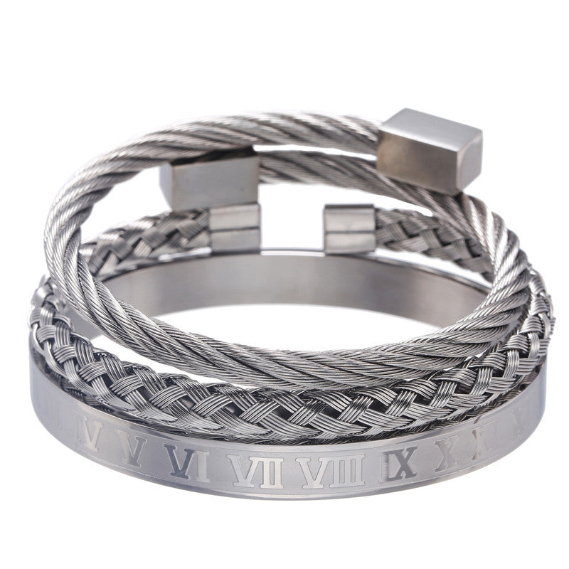 Three stainless steel bracelets sets