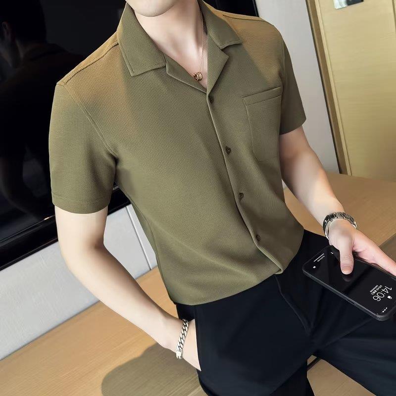 Camisa elegante casual de manga corta para hombre