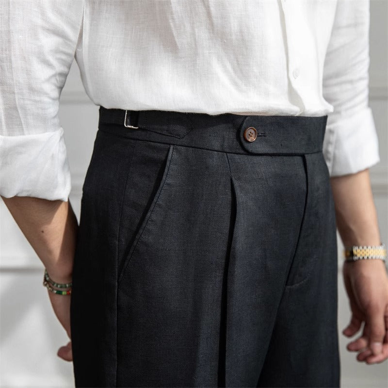 Monte Carlo Linen Pleated Trousers