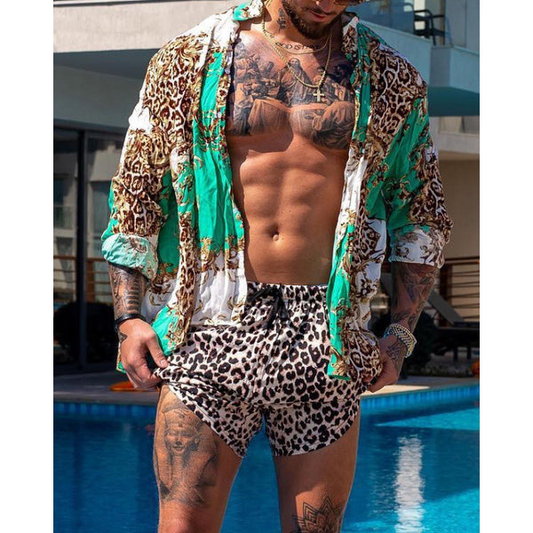 Men's Hawaiian Beach Casual Fashion Two-Piece Suit