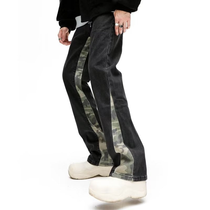 Men's High Street Design Stitching Camouflage Jeans