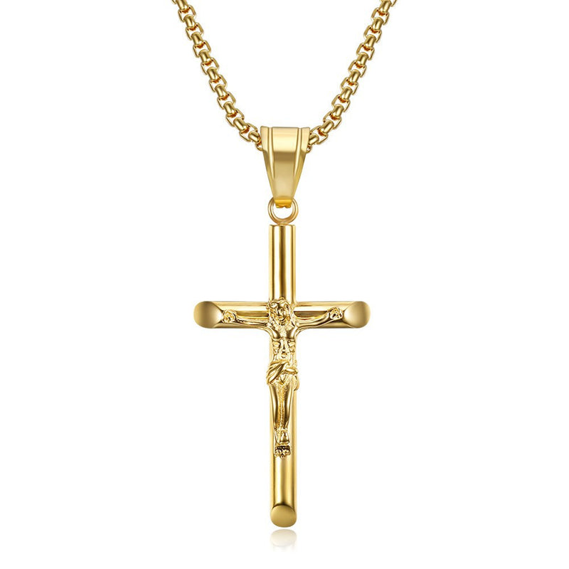 Stainless Steel Cross Pendant Punk Necklace