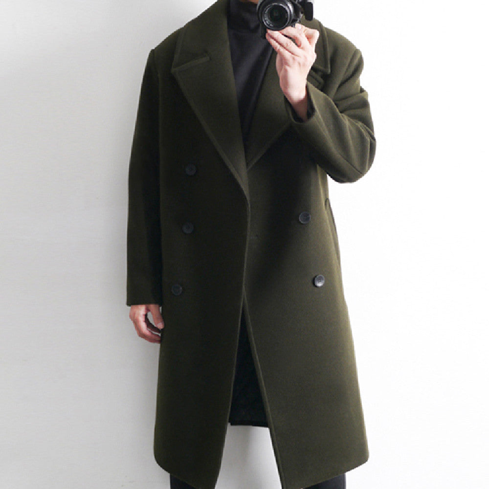 Woolen Men's Mid-length slim fit Trench Coat