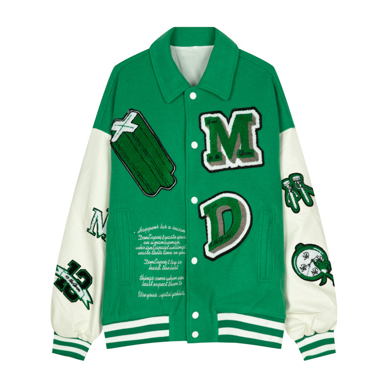 Contrasting Design Letter Embroidery Jacket Men