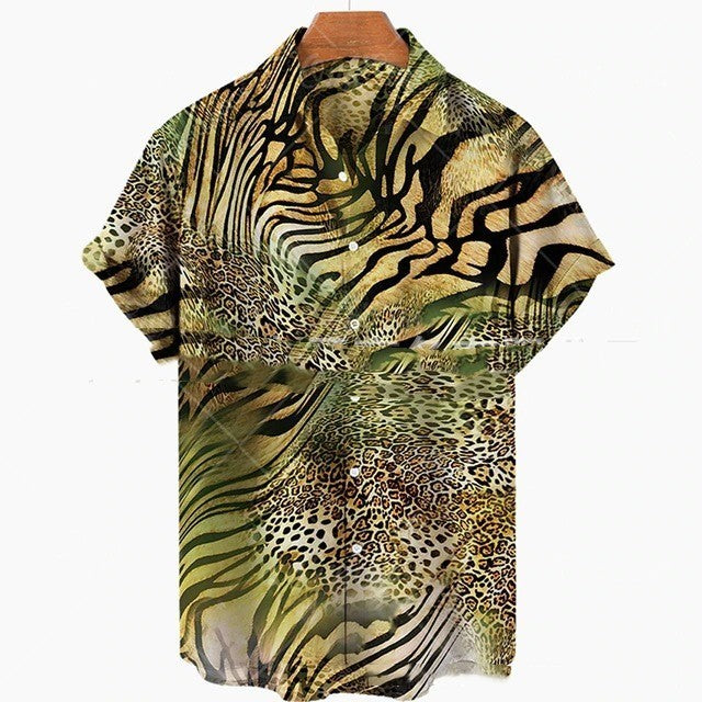 Casual printed short Sleeve summer Shirt Men