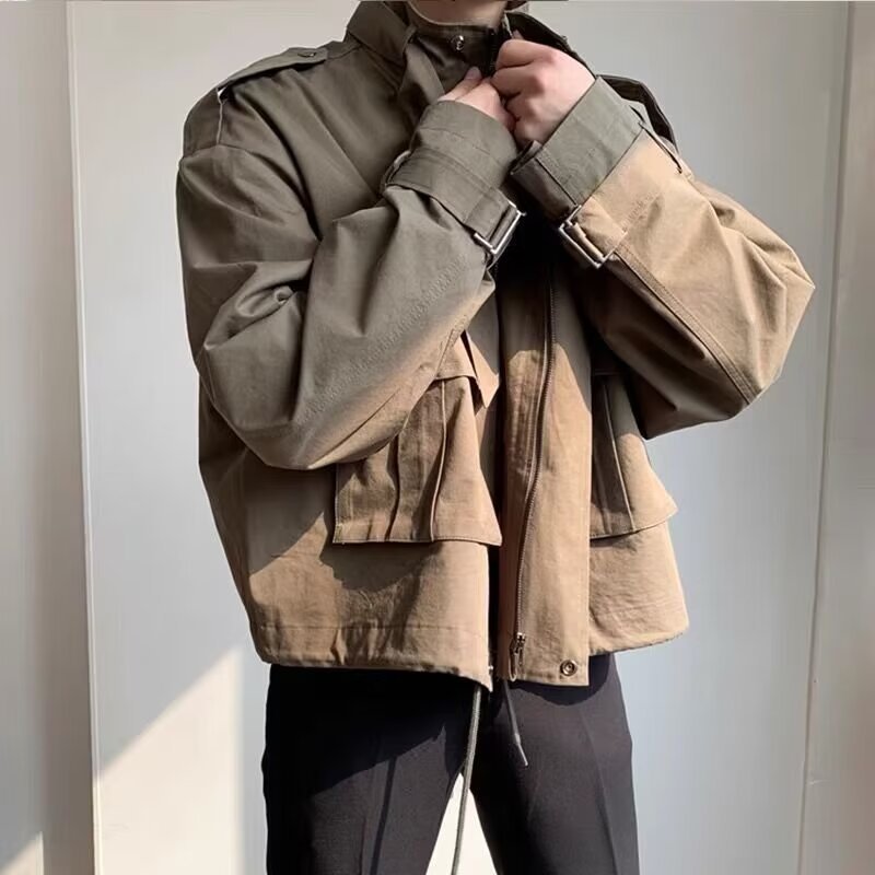 Lightly Mature Handsome Lapel Vintage Overalls Jacket