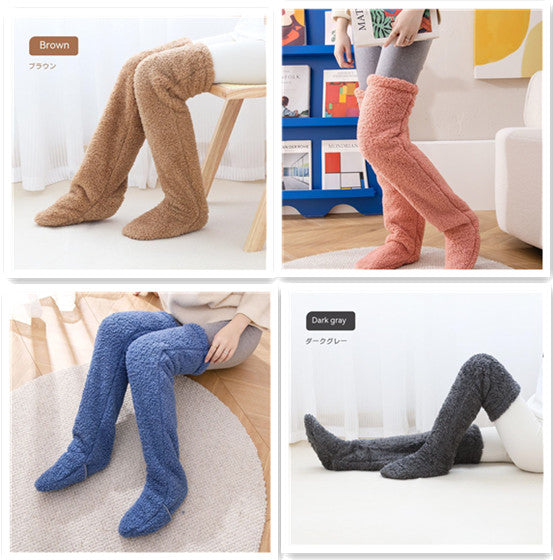 Over Knee High Fuzzy Long Socks Winter Warm Cold Leg Knee Joint Cold-proof Stockings