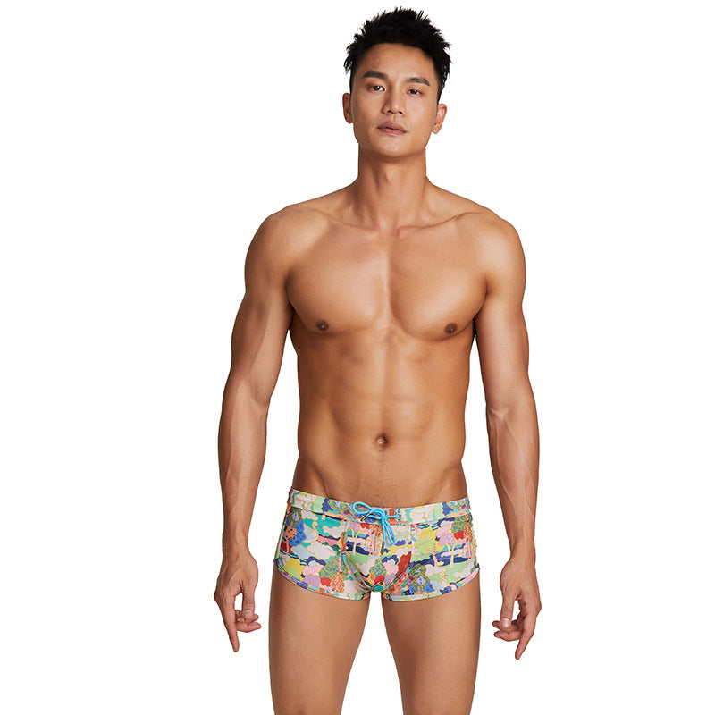 Men's Boxer Print Swimming Trunks Low Rise