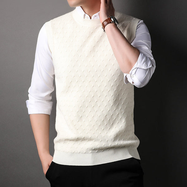 Autumn New Men's Round Neck Sleeveless Sweater Knitted Vest