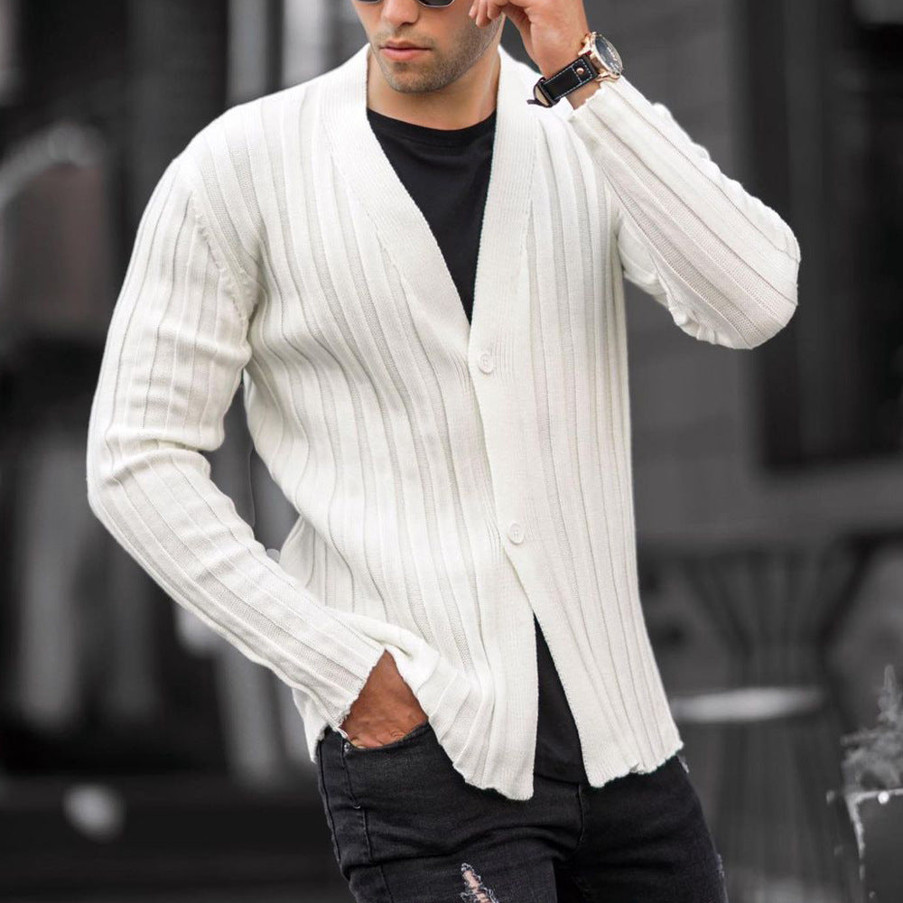 Cardigan Pit Strip Maglione Casual Slim Lavorato a Maglia