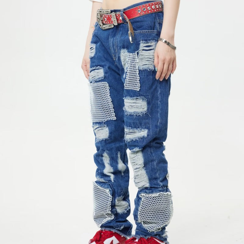 Heavy Hole & Patch Jeans Men