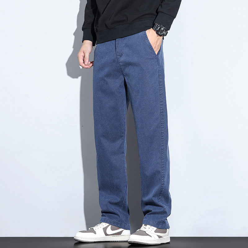 Men's Elastic Waist Solid Color Loose Drooping Casual Pants