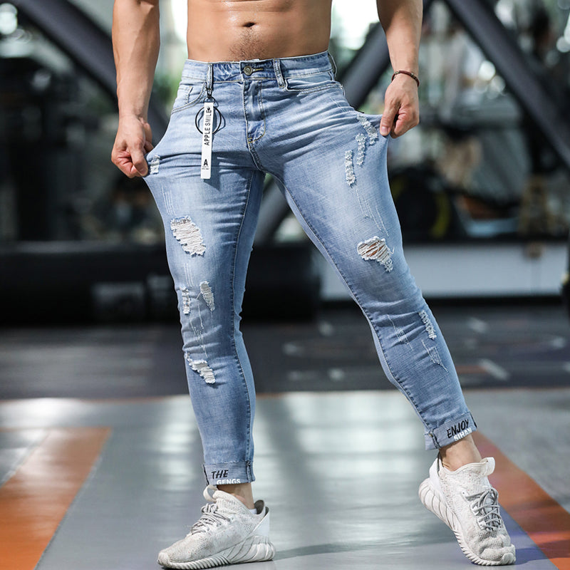 Men's Casual Slim Ripped Jeans