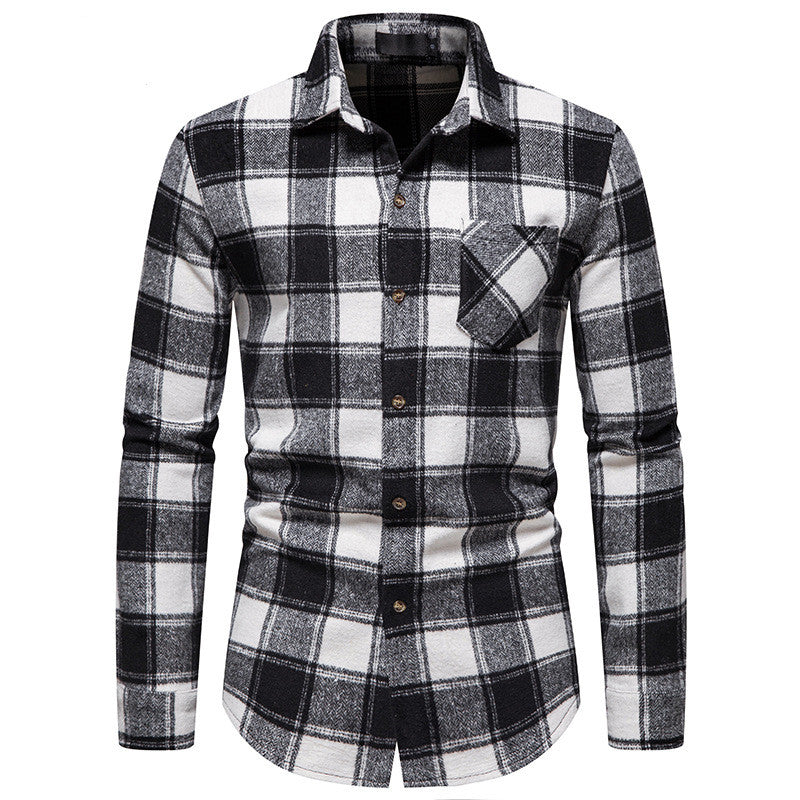 Thick Warm Woolen Flannel Casual Shirt men