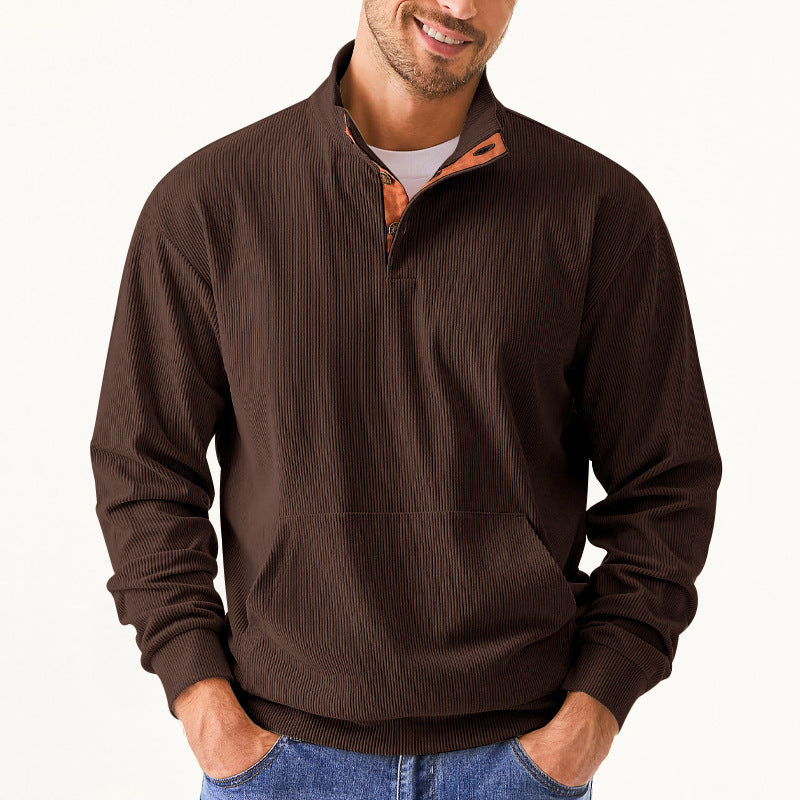 Stand Collar Long Sleeve With Pocket Sweatshirt Men