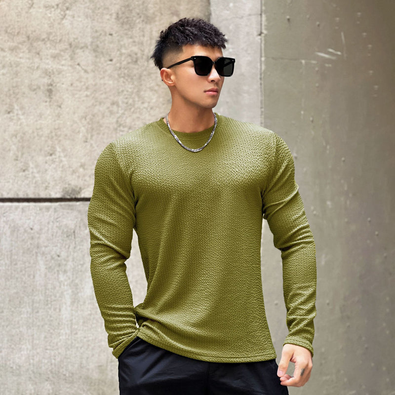 Men's Round Neck Pullover Long Sleeve Bottoming Shirt