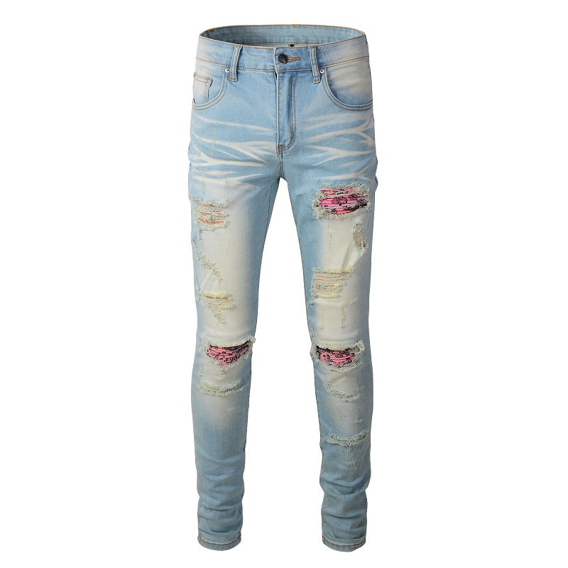 Worn Wash Color Slim Fit Jeans