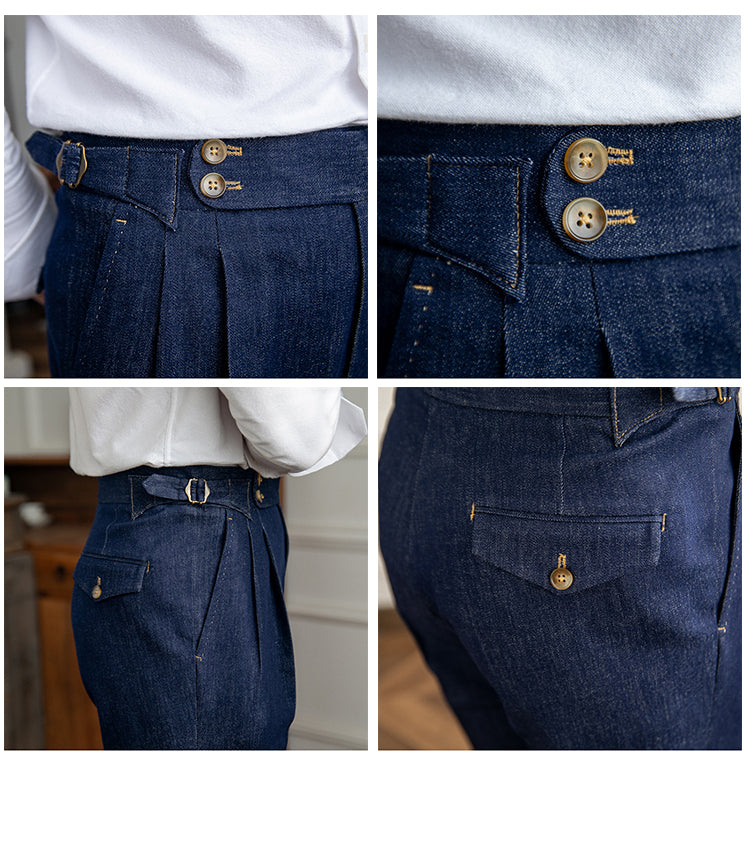 High Waisted Vintage Denim Casual Pants