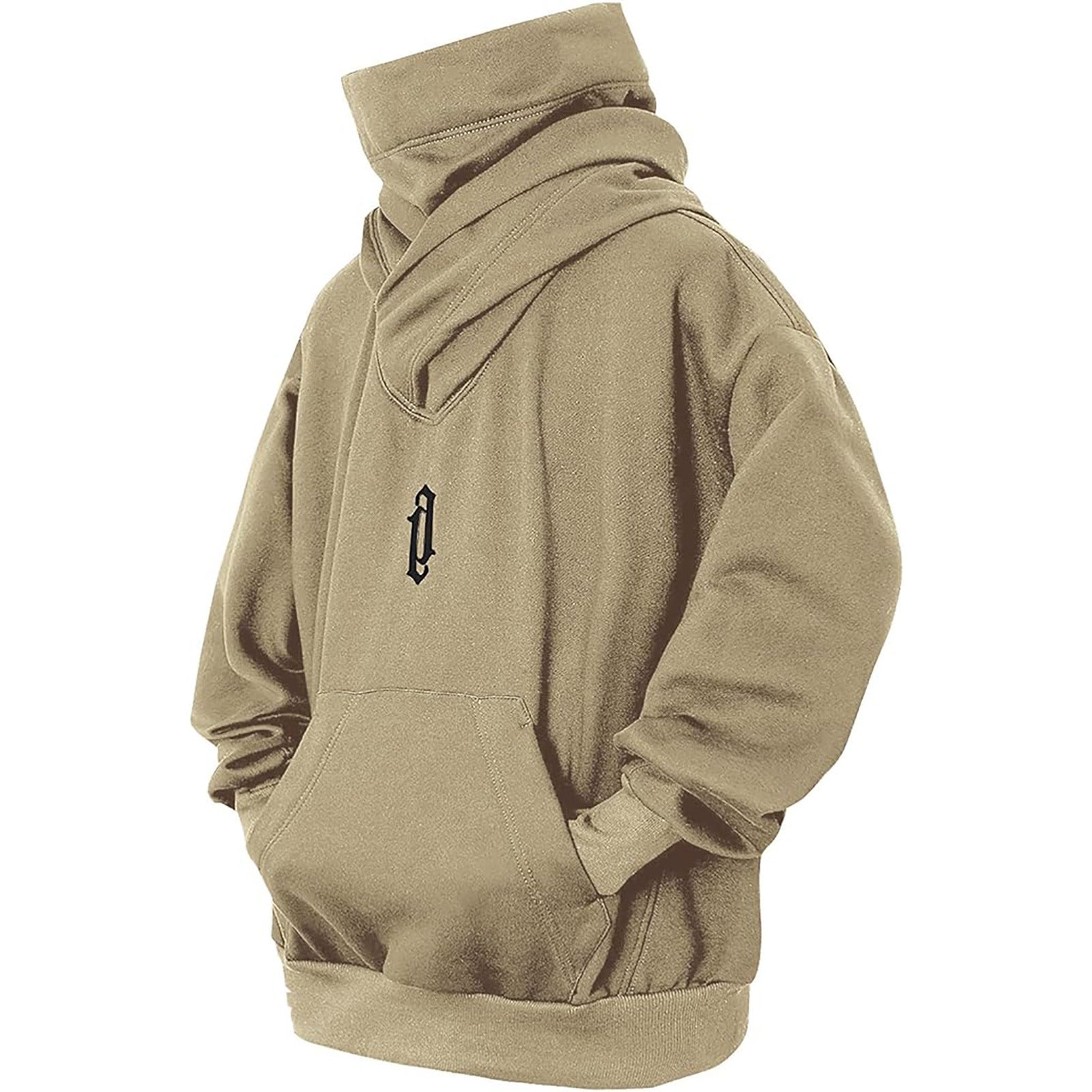 Pull à capuche ample et décontracté à col montant pour homme