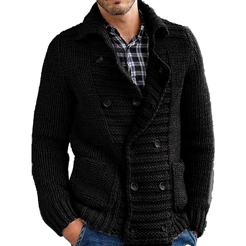 Cardigan Solid Color Lapel Long-sleeved Knitted Jacket