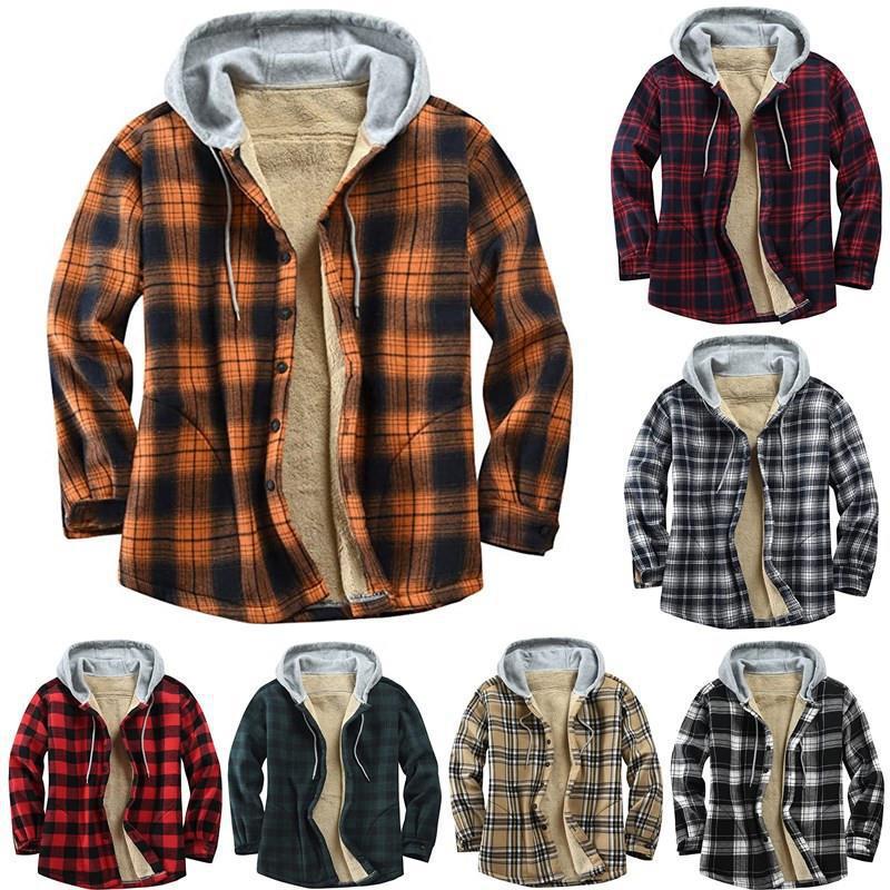 Men's Padded And Thickened Plaid Jacket