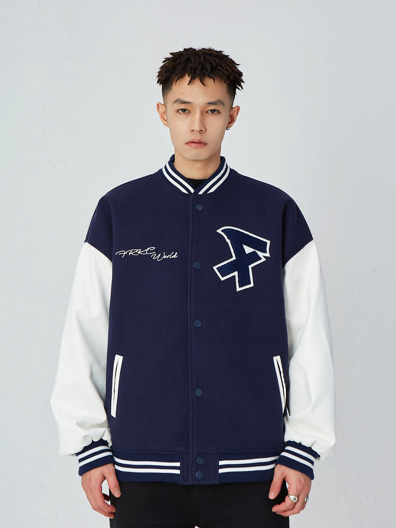 American Retro Alphabet Embroidered Baseball Uniform jacket