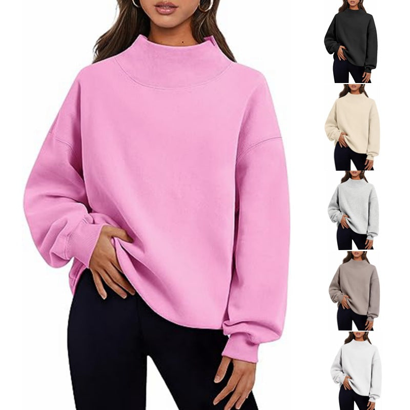 Pullover Solid Color Loose sweater tops