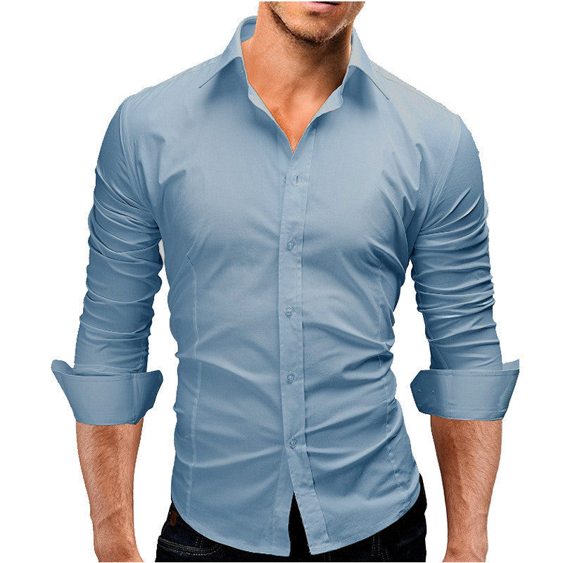 Men's Slim-fit Long-sleeved Simple Formal Shirt
