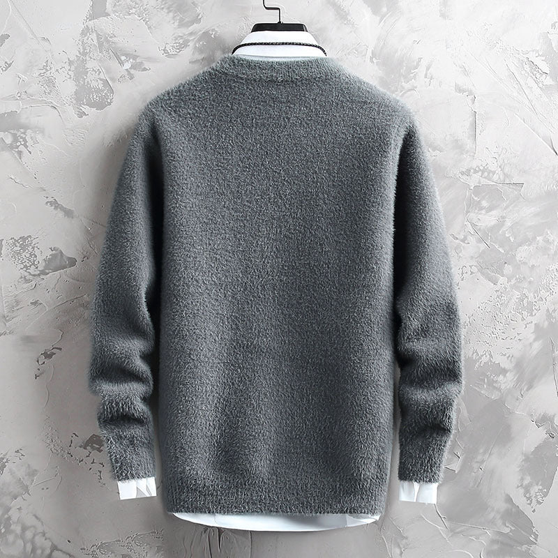 Jacquard Crew Neck Sweater Men's