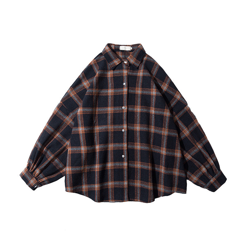 Plaid casual long sleeve shirt men