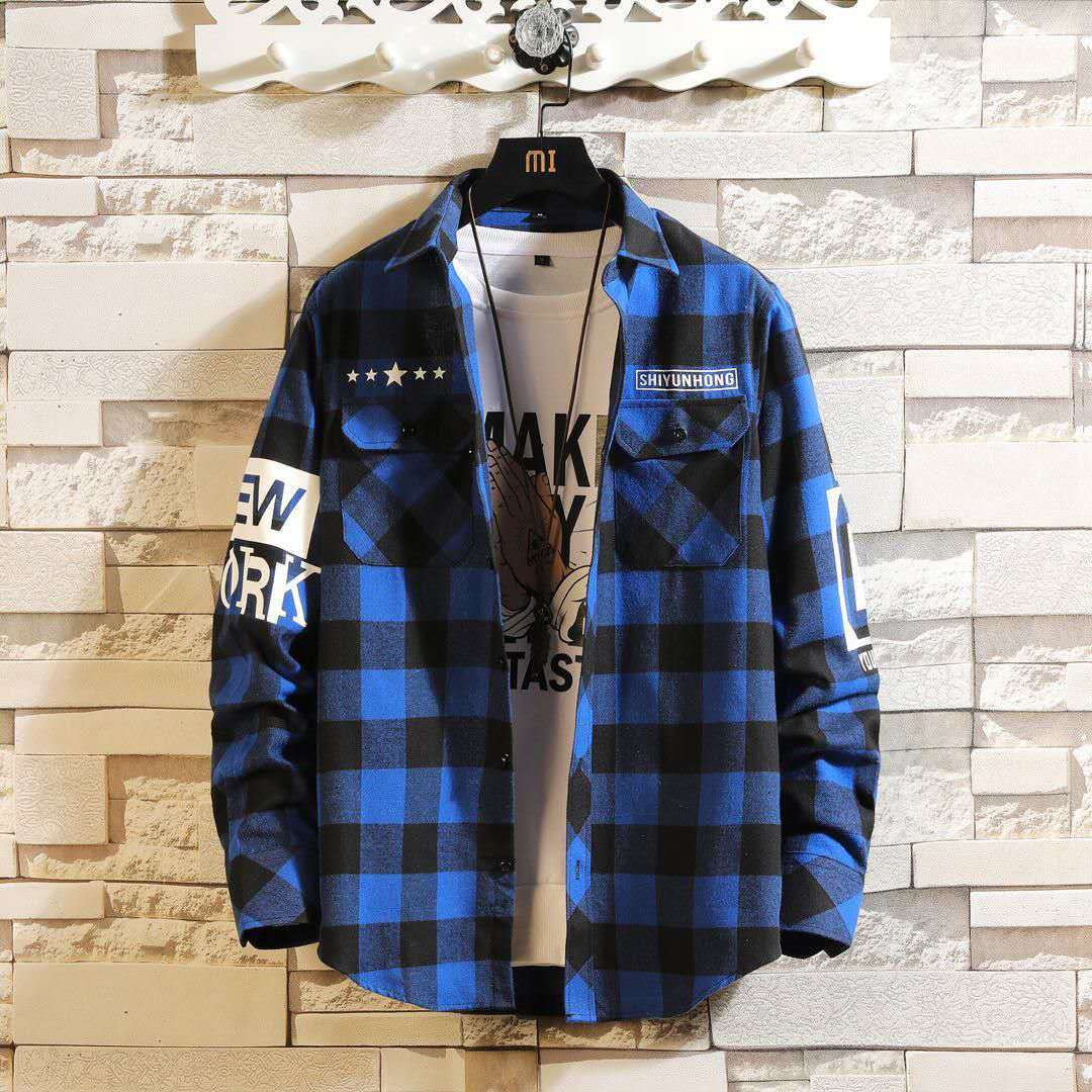 Men Casual Slim Fit Plaid Shirt