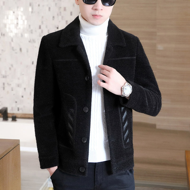 Thickened Men's Woolen coat Trend Mink Woolen Jacket